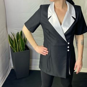 Vintage 80s Black & White Blouse